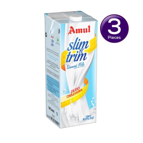 Amul Slim Trim Skimmed Milk (Tetra Pack) 1 l Combo